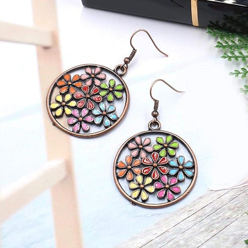 2” Bronze-tone Multicolor Earrings Bohemian Retro Drop Dangle Hook